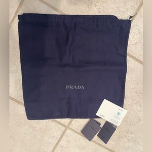 2 new blue PRADA storage dust bags and care cards